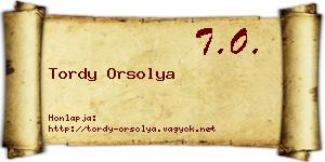 Tordy Orsolya névjegykártya